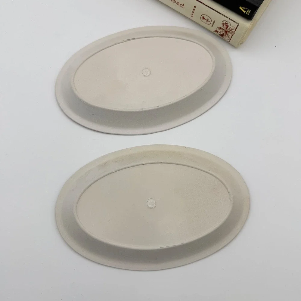 Vintage Floral Butterfly Plastic Small Oval Trinket Trays Set of 2 Catchall Dish